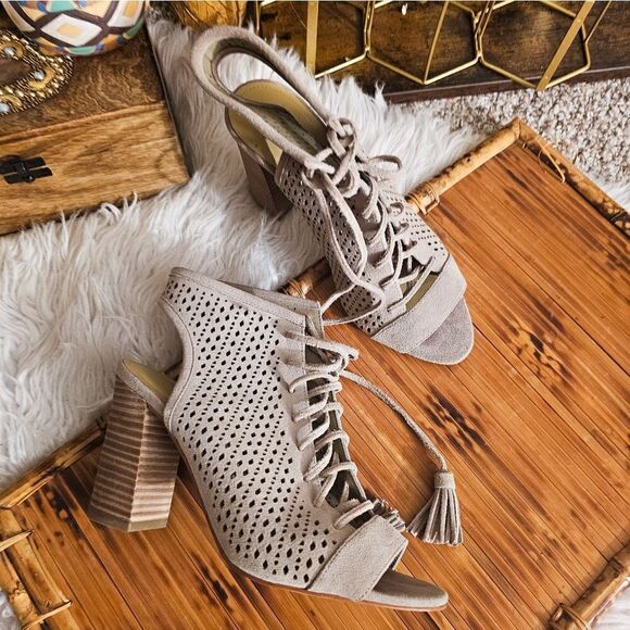 Marc Fisher Satire Lace Up Suede Leather Sandal. - Picture 13 of 14